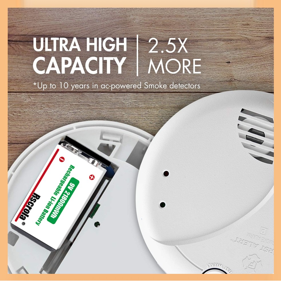 Batería recargable de 9 V, car - Smoke Detector Interconnected reseña y precio